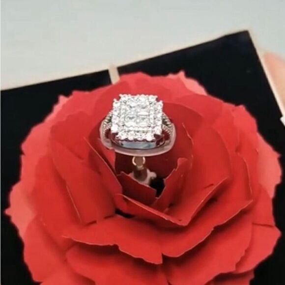 Elegant Square Cushion CZ Womens Formal Silver Fashion Engagement Ring Size 6 - Picture 6 of 15